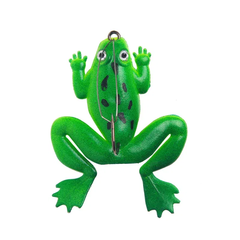 Color: Blue - 1 Pcs Soft Frog Fishing Lures 6CM 5.2G Silicone Bait Frog Artificial Treble Hooks Top Water Ray Baits Fishing Tackle