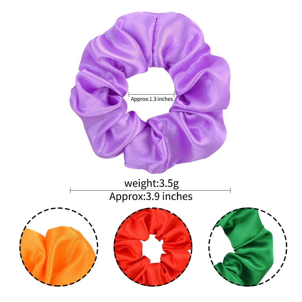 Color: Ginger - Real 100% Silk Large Scrunchie Women Elastic Handmade Multicolor Hair Band Ponytail Holder Headband Hair Accessories Ties Gum