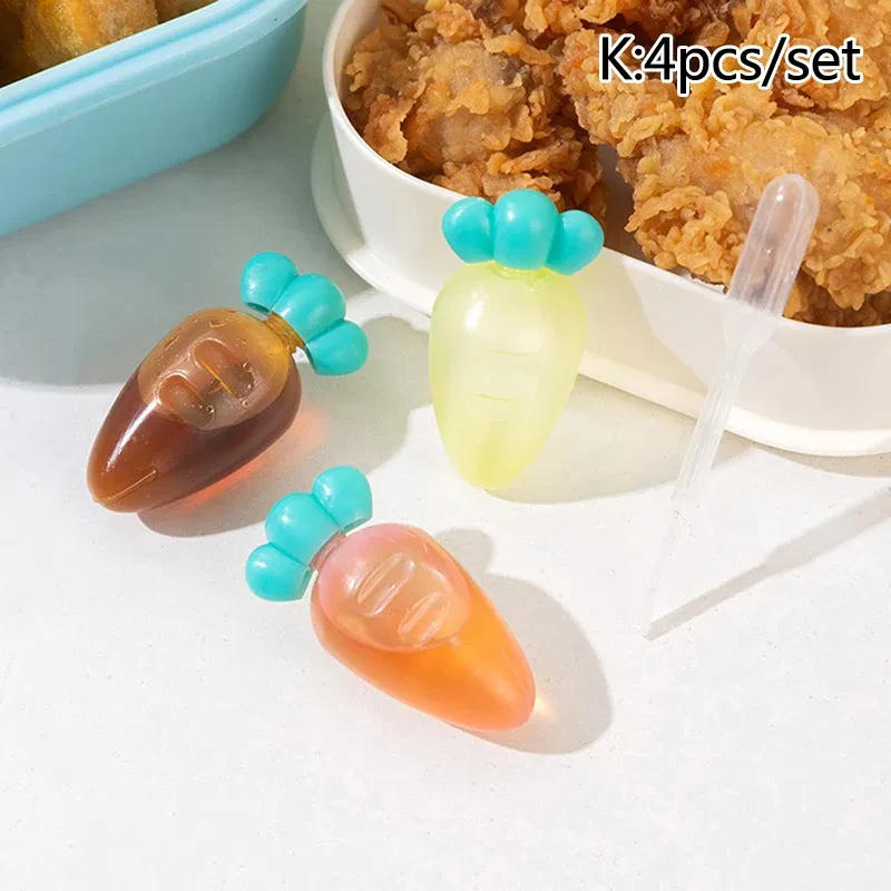 Color: Chocolate - 2Pcs Lunch Bento Soy Sauce Box Container Cute Plastic Condiment Dispenser Mini Portable Salad Dressing Tomato Ketchup Bottle Jar