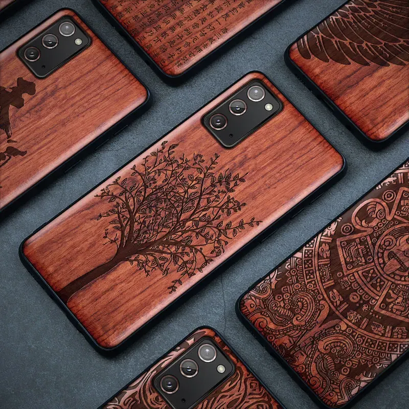 Color: Black, Material: ABS - Natural Wood Wooden TPU Case For Samsung Galaxy Note 20 Ultra S24 S23 S21 Ultra S20 FE S10 Plus Case Cover Phone Shell Skin Bag
