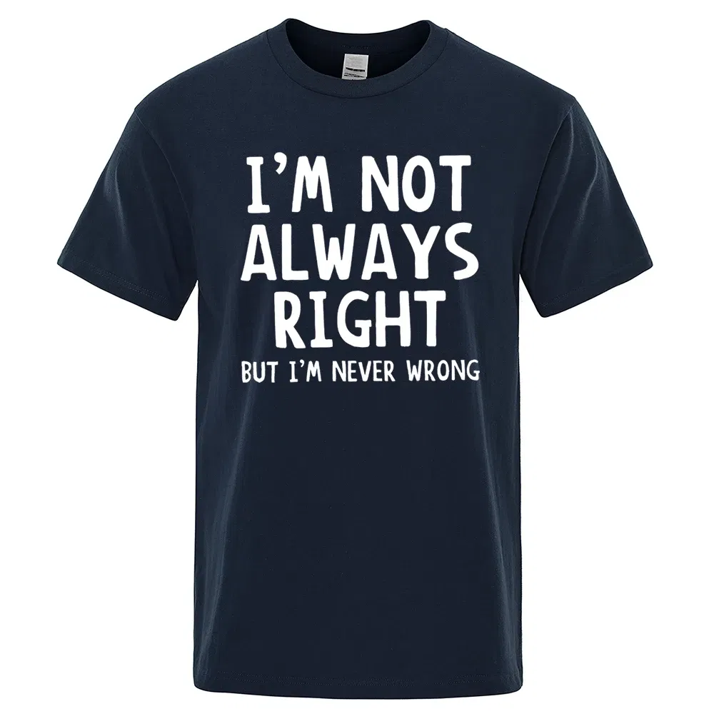 Color: SKY BLUE, Size: XXXL - I'M Not Always Right Letter Male T-Shirt High Quality T Shirts Summer Oversized Short Sleeve Clothes Cotton Loose Street Tops