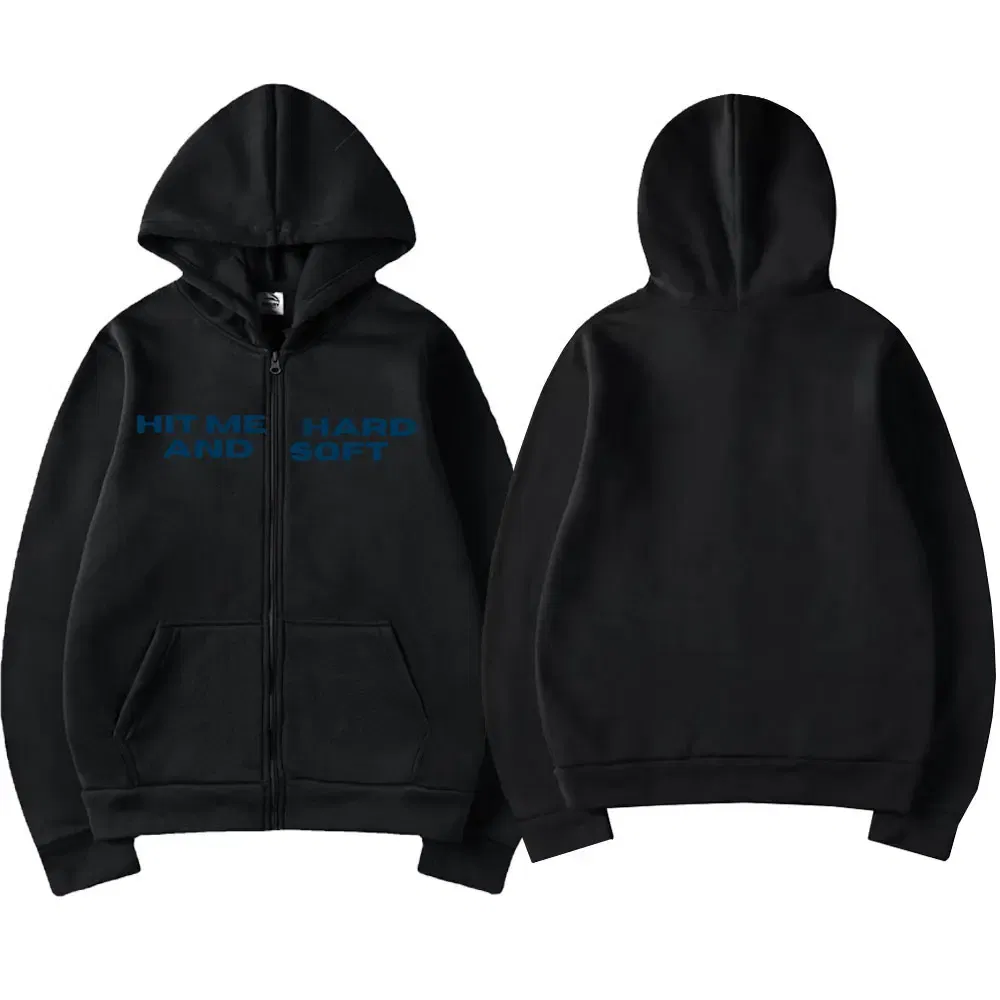Color: Beige, Size: M - Hit Me Hard and Soft 2025 Tour Zipper Hoodies Men Women Harajuku Pullovers Fashion Hip Hop Zip Up Sweatshirts Jackets Fans Gift