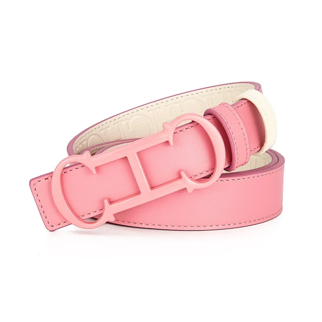 Color: WHITE, Belt Length: 75cm - CILMI HARVILL CHHC New Women's Belt Solid Color Matching Gift Box Packaging Christmas Fashion Versatile Imprinted Letter Design