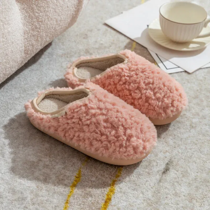 Color: Straw, Shoe Size: 40-41, Ships From: CHINA - Gacimy Women's Winter Fuzzy Slippers Indoor Warm Soft Sole Fluffy Home Slides Plush Women Flat Shoes Couple Fur Cotton Slippers