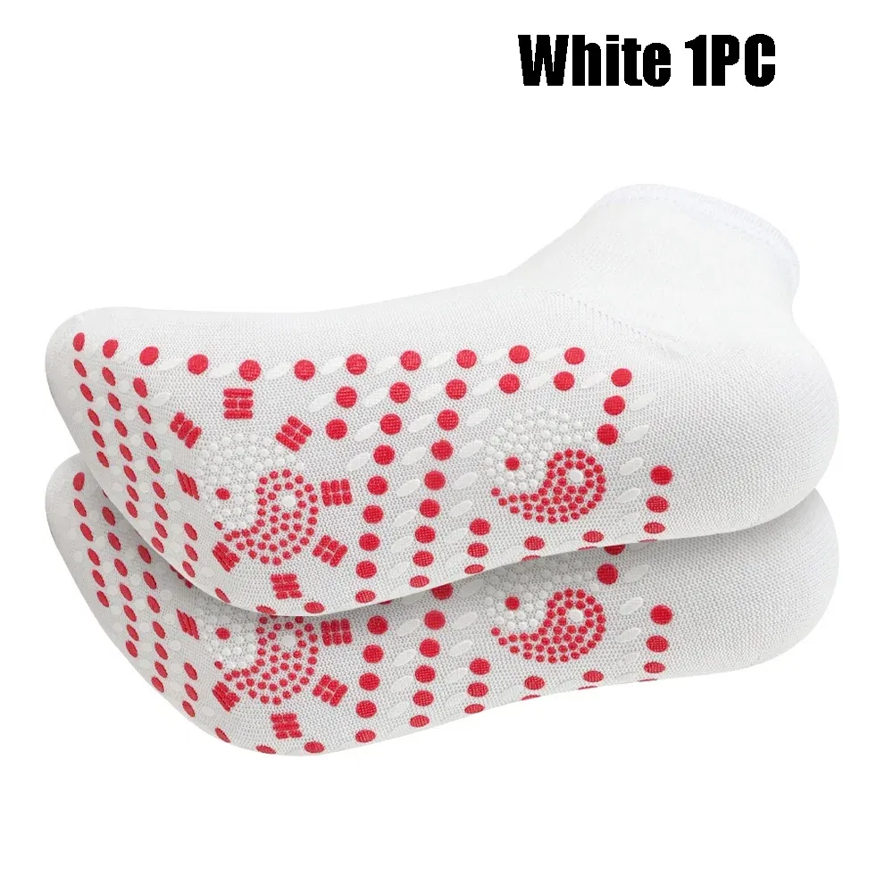 Color: Pink - 1/5pairs Tourmaline Self-Heating Socks Winter Warm Thermal Health Care Socks Slimming Health Short Sock Magnetic Therapy Sock