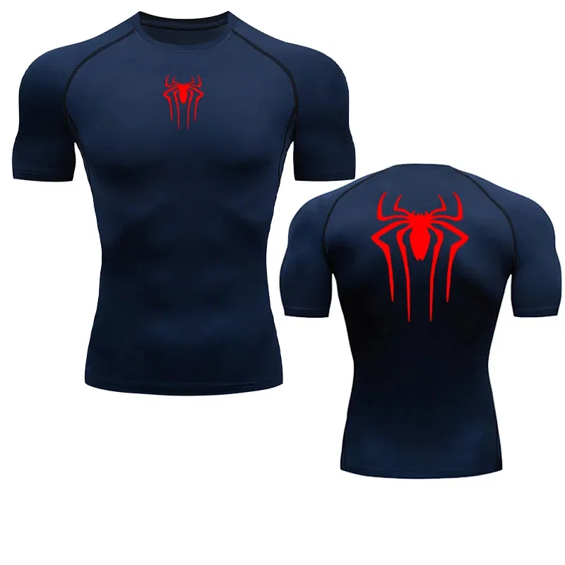 Color: black, Size: L - Printed Men's Athletic Compression Shirts Athletic Quick Dry Breathable Rash Guard Athletic Tight Workout Tops Summer Men