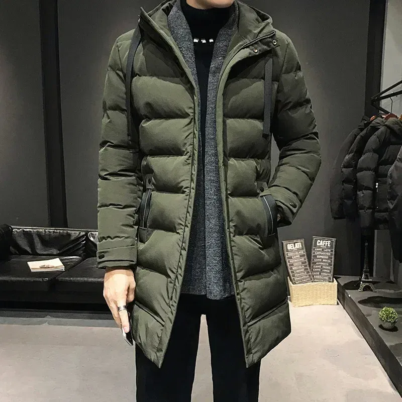 Color: Blue, Size: 5XL - Men Long Down Jackets Winter Coats Chaquetas Hooded Casual Winter Parkas High Quality Male Green Warm Parkas Coats Size 8XL