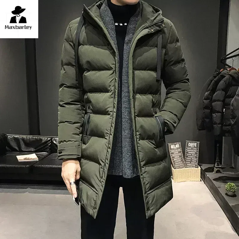 Color: Blue, Size: 5XL - Men Long Down Jackets Winter Coats Chaquetas Hooded Casual Winter Parkas High Quality Male Green Warm Parkas Coats Size 8XL