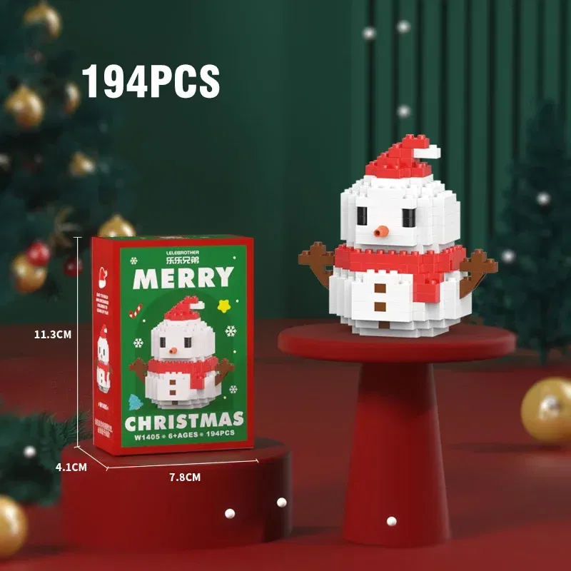 Color: GRAY - Santa Claus Building Blocks Christmas Bricks Gift Kids Toy Home Decoration Micro Particle Bricks Diy Assembly Games Xmas Gift