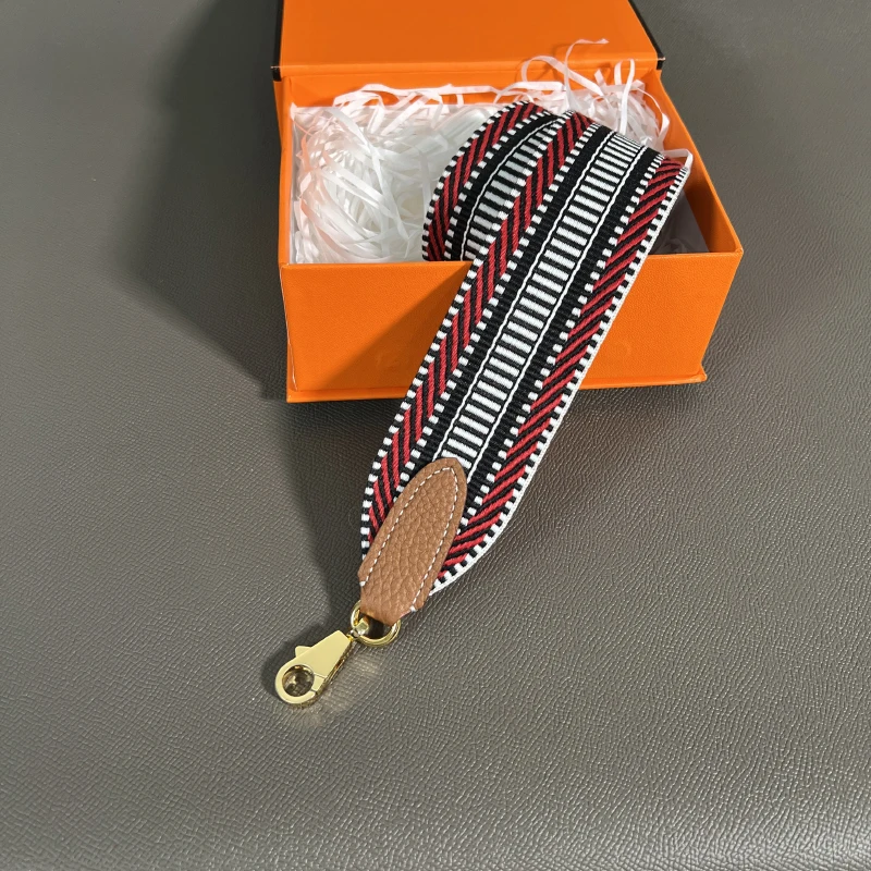 Color: WHITE, Size: Other - Herbag Evelyn Replacement Shoulder Strap Gold Togo Cowhide Woven Canvas 5cm Wide Hand-Sewn