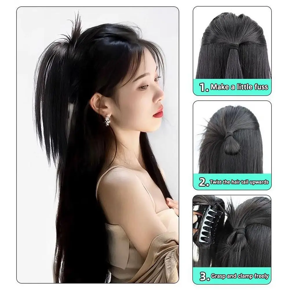 Color: Natural Color, Ships From: CHINA - Wig Clip Synthetic Claw Ponytail Wig Ponytail Natural Black Brown Curly Fluffy Natural Braid Ponytail Wig Extension Design