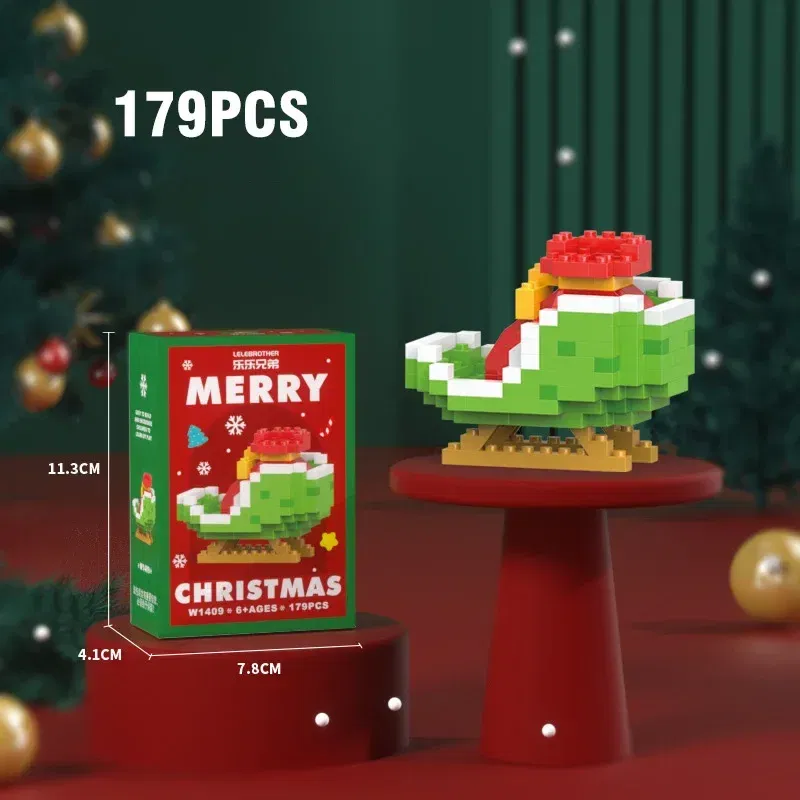 Color: PURPLE - Santa Claus Building Blocks Christmas Bricks Gift Kids Toy Home Decoration Micro Particle Bricks Diy Assembly Games Xmas Gift