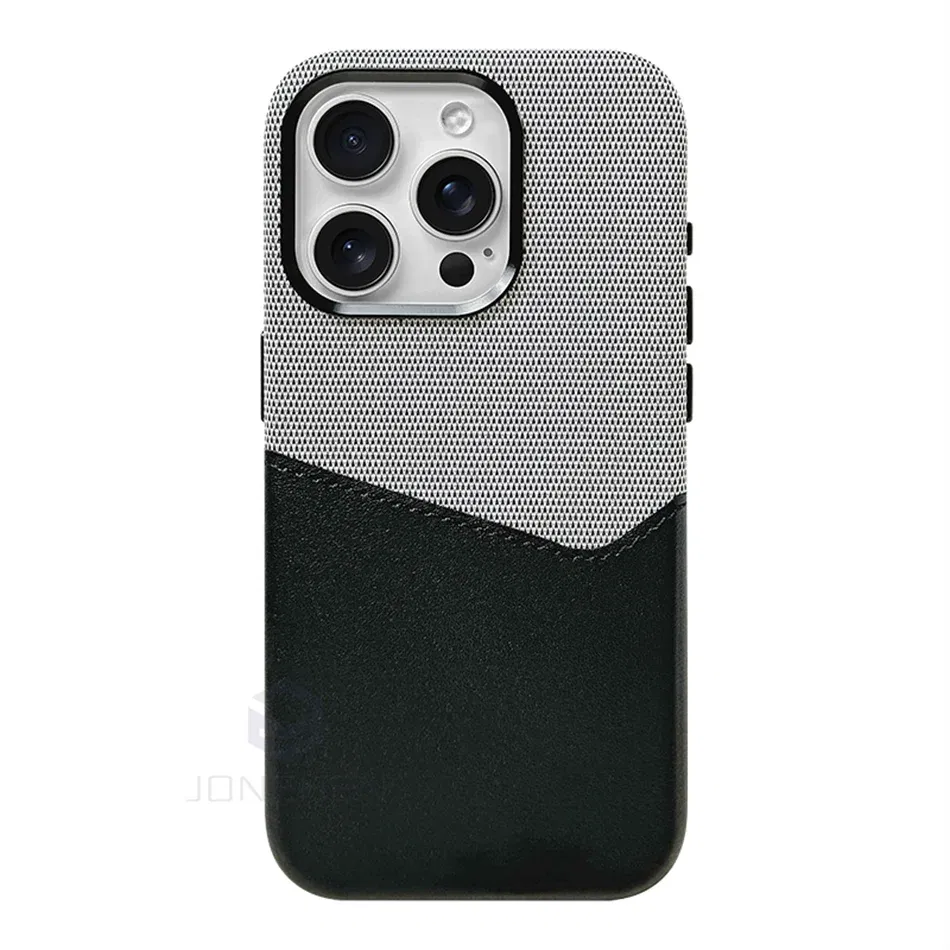 Color: Beige, Material: POLYESTER - For Magsafe Card Holder Leather Case For iPhone 16 15 13 12 17 Pro Max 14 Plus Pocket Wireless Charge Alloy Lens Magnetic Cover