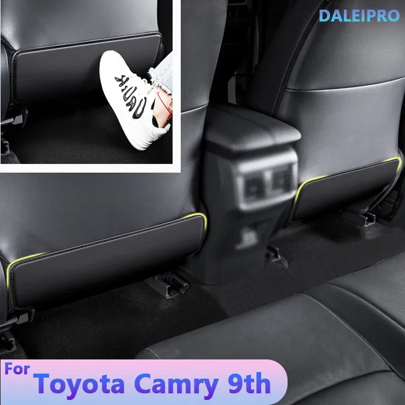Color Name: WHITE - For Toyota Camry 9th 2024 Car Seat Cover Seat Backs Anti Kick Mat Protector Pad Microfiber Leather Protection Cover