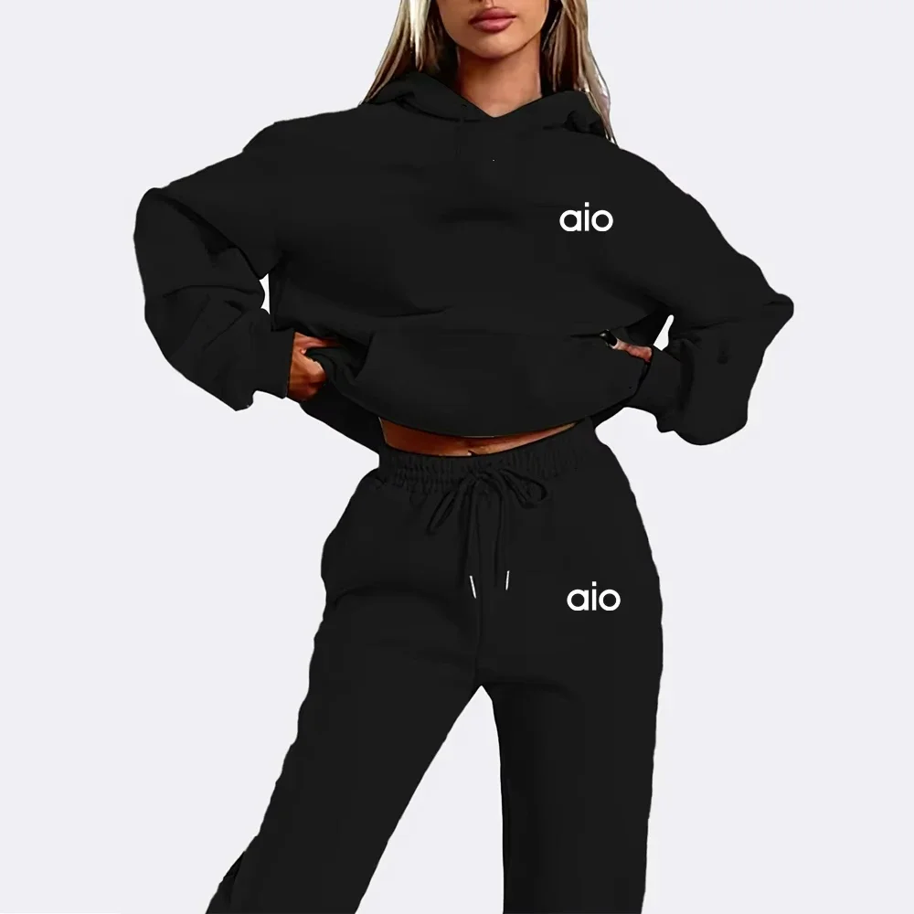 Color: Brown, Size: XL, Ships From: CHINA - 2025 Autumn Winter Women's Sets 2pcs Hoodies Pants Suit Sports Outfits Letter Print Aesthetic Clothes Ladies Tracksuit