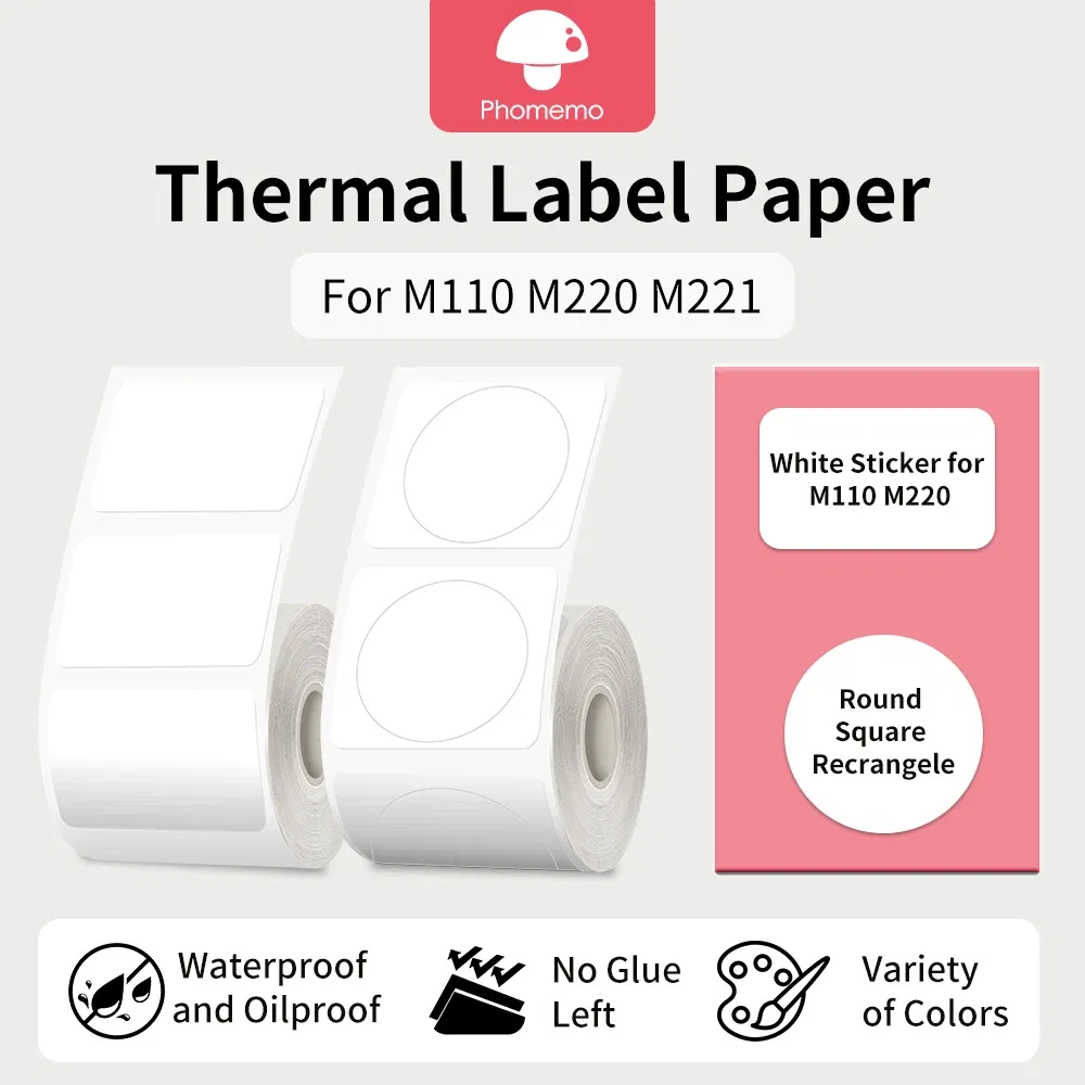 Color: silver - Label Maker Paper Phomemo M110 Label for Small Business Multi-Purpose Thermal Sticker for Phomemo M110 M221 M200 M220 Printer