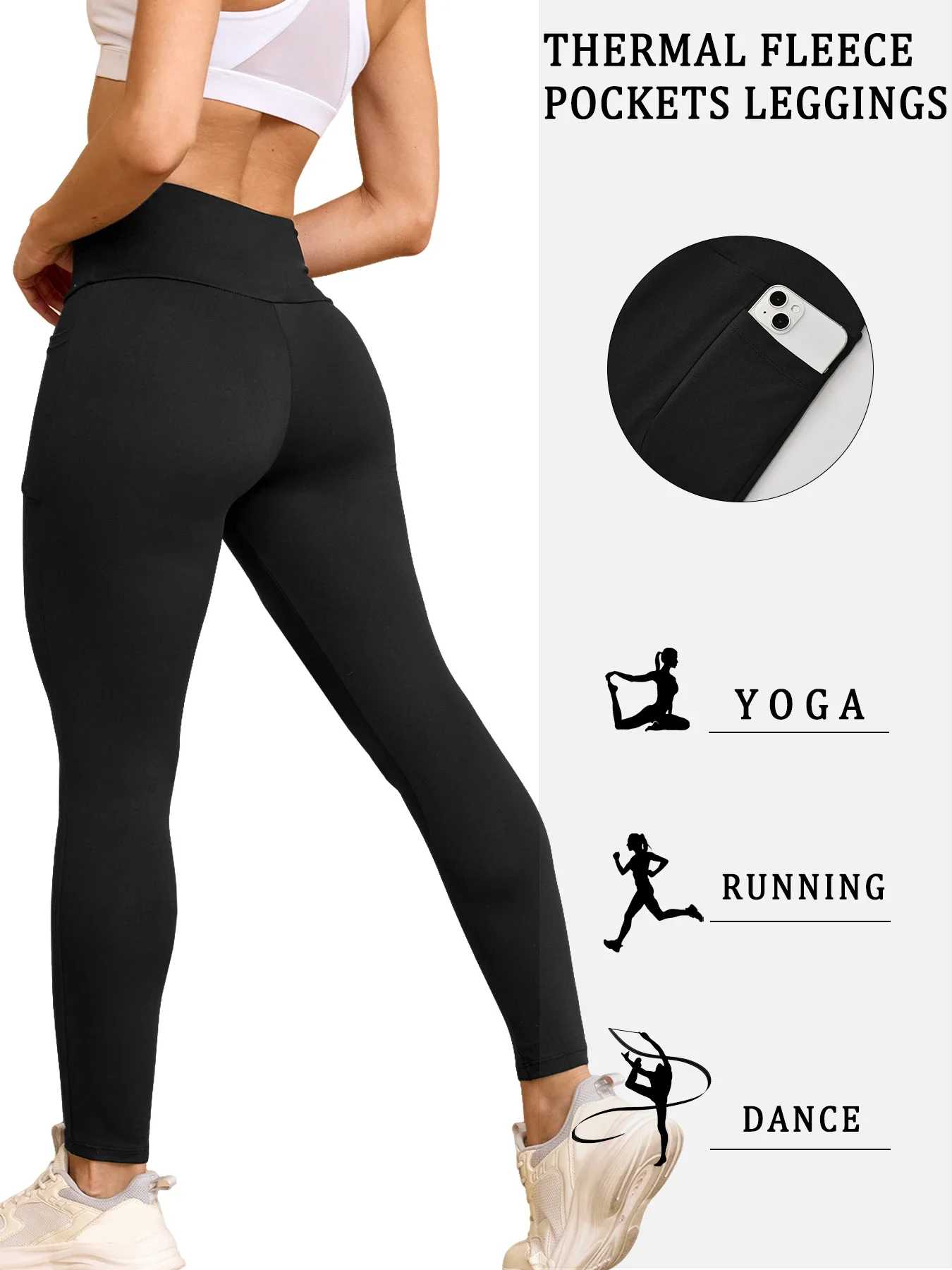 Color: Burgundy, Size: XL - Womens Thermal Fleece Lined High Waisted with pockets Leggings, Workout Winter Warm Thick Tights Soft Yoga Running Pants