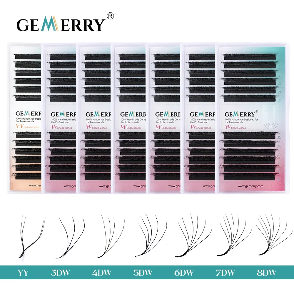 Color: Copper, Curl: D, Thickness: 0.07mm, Length: 9mm, Ships From: CHINA - Gemerry YY Shaped Eyelash Extension Automatic Flowering W Shape Bloom 3D 4D 5D 6D 8D Premade Fans Eyelash Makeup Volume Lashes