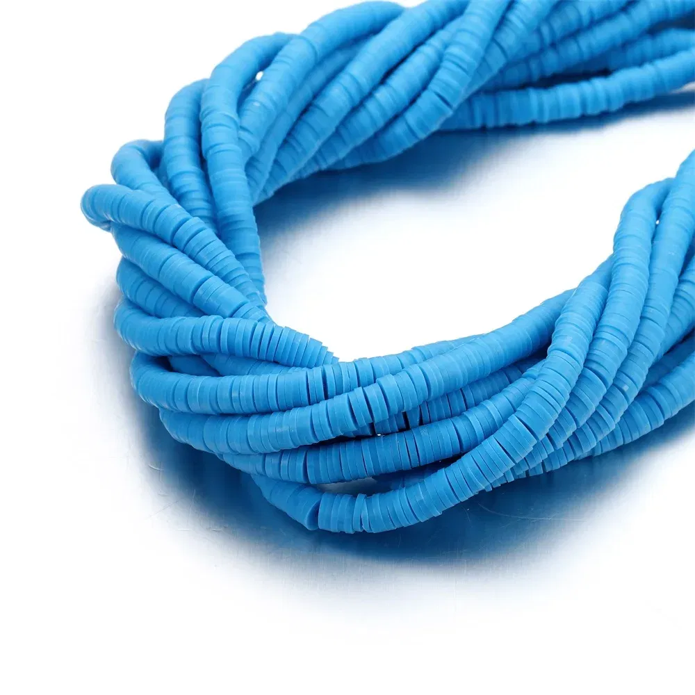 Color: SKY BLUE, Item Diameter: 6mm - 16Inch/Line 6mm Colorful Flat Round Polymer Clay Beads Loose Spacer Beads for DIY Jewelry Making Bracelet Necklace Accessories