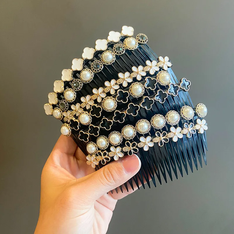 Color: black, Ships From: CHINA - 1PC Fashion Women Hairpins Rhinestone Pearl Hair Combs Clip Claw For Woman Barrettes Hair Maker Bun Hair Accessories Headwear