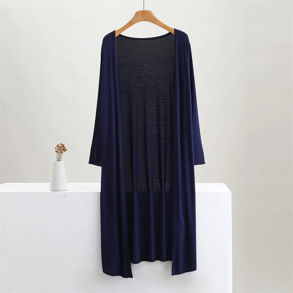 Color: Navy Blue?€ AE existing skus?‰, Size: One Size - Summer Autumn 12 Colors Women Modal Long Cardigan Female Cotton Sweater Cardigans Long Sleeve Women Casual Coat Ladies Outerwear