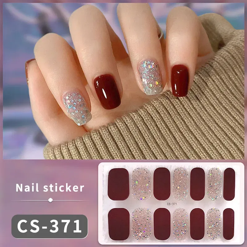 Color: light green - DIY Gel Nail Stickers Cured-free Long-Lasting Solid Color Nail Strips Patch Slider Sticker Full Cover Decal Nail Manicure Patch