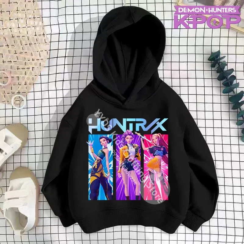 Color: Beige, Kid Size: 12T - 2025 KPop Demon Hunters Hoodie Fashion Rumi Sweatshirt Pullover Cute Long Sleeve Autumn Boys Girls Cartoon Y2K Hoody Sportswear