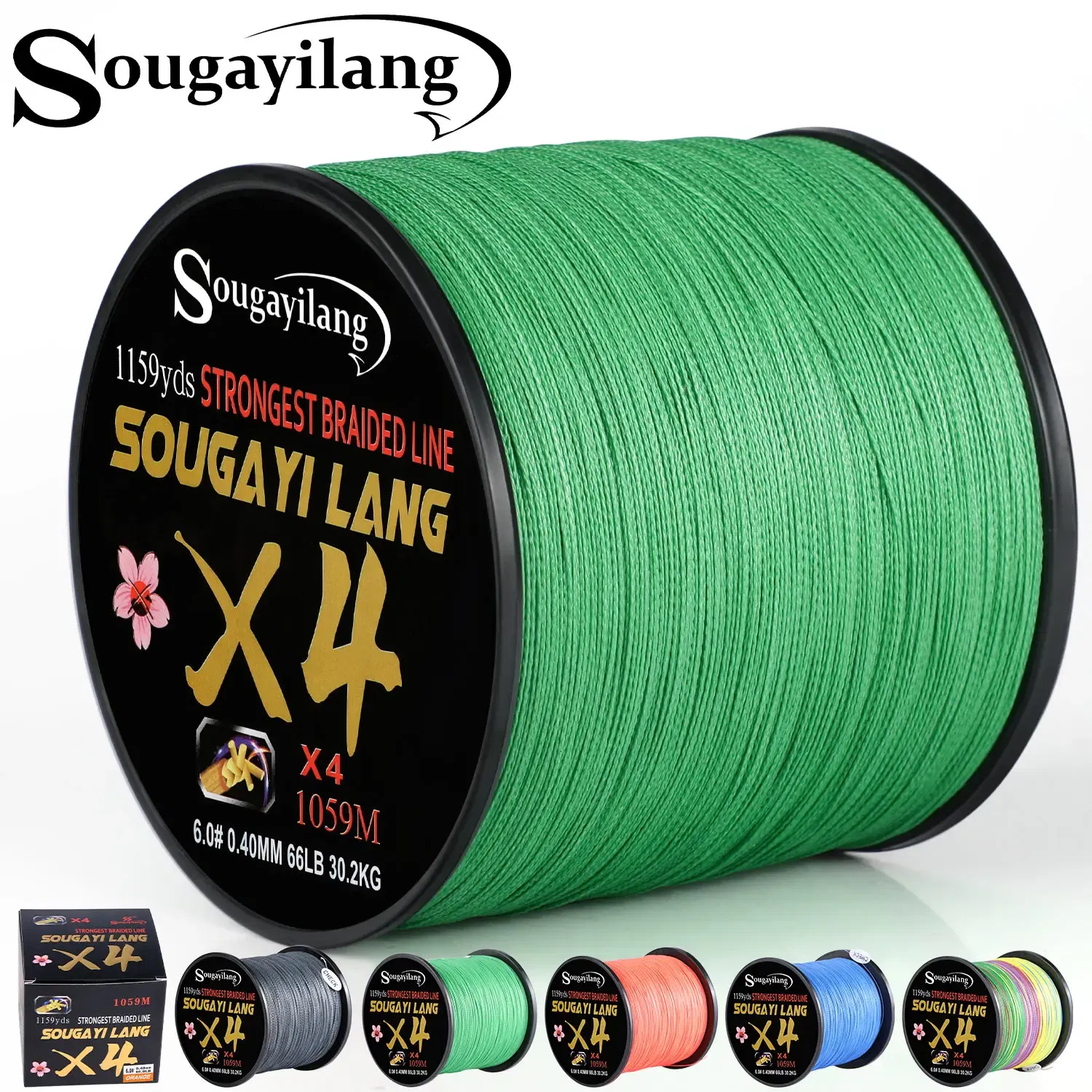 Color: Dark Grey, Line Number: 4.0 - Sougayilang Braided Line 4X 100/300m 5 Color All for Fishing Line MaxDrag 66LB Multifilament PE Line for Saltwater Sea Fishing