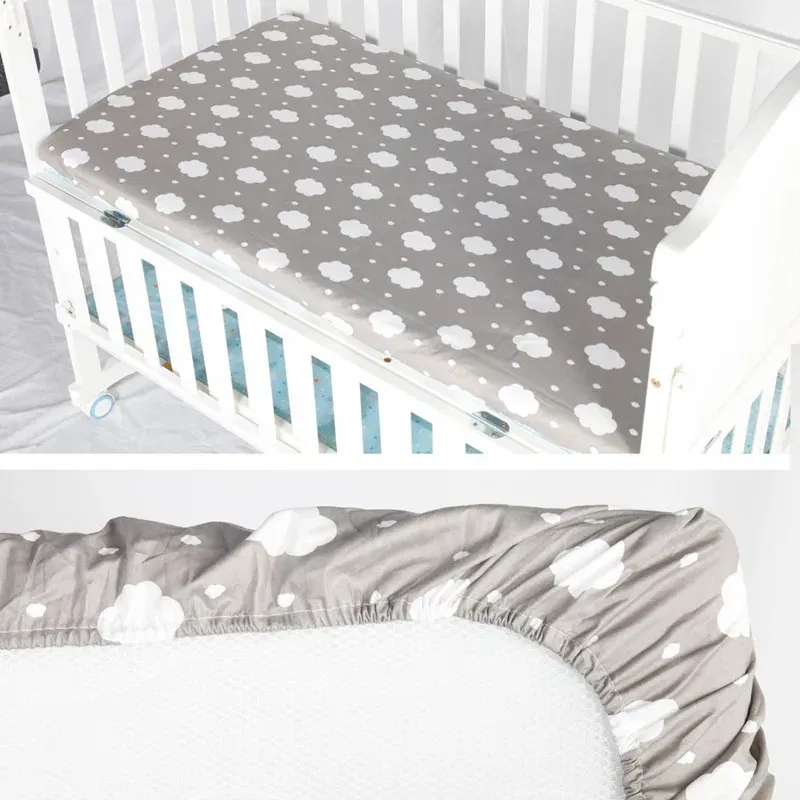 Color: Pink - 130cm * 70cm Cotton Crib Top Baby Bed Cover Child Infant Newborn Mattress Cover Twill Cotton Bedding