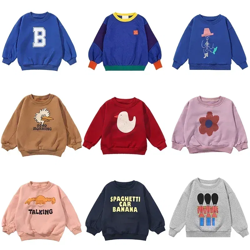Color: green, Kid Size: 2T - Children's Spring Autumn Hoodie Cartoon Print Unisex Sweatshirt European Style Top for Boys And Girls