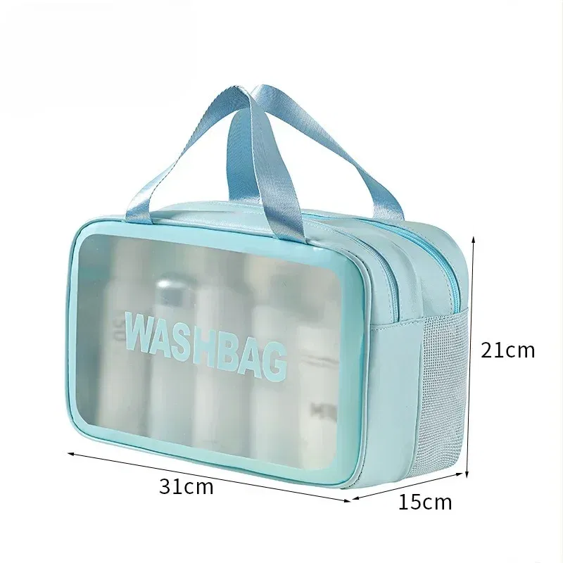 Color: SKY BLUE - Wet-dry separation makeup bag portable toiletry bag travel essentials large capacity storage bag fitness swimming essentials