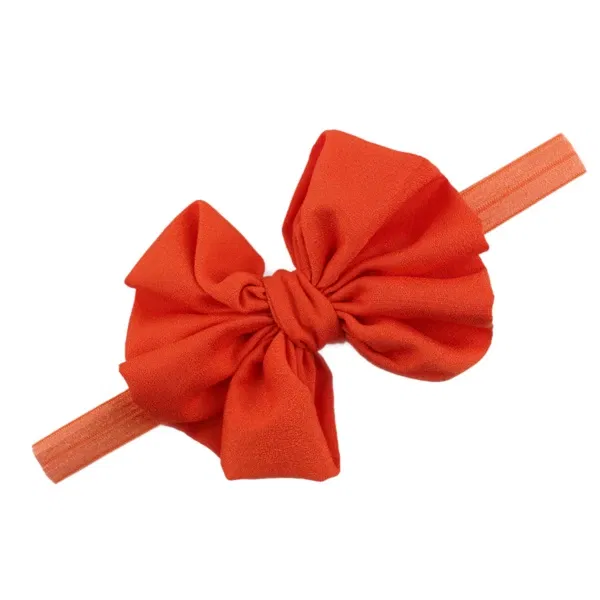 Color: Orange - Baby girls hair bow flower Headband Kids Girls Bowknot Elastic Hair Band Headwear Newborn Head Band children hair Accessories