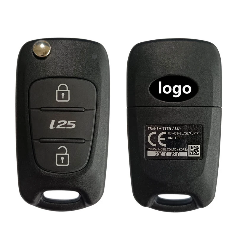 CN020187 Original 2 Button Genuine Key For Hyundai I25 2010 Flip Remote RB-433-EU/GE/AU-TP PN Number HM-T030 PCF7936 Chip 433MHz