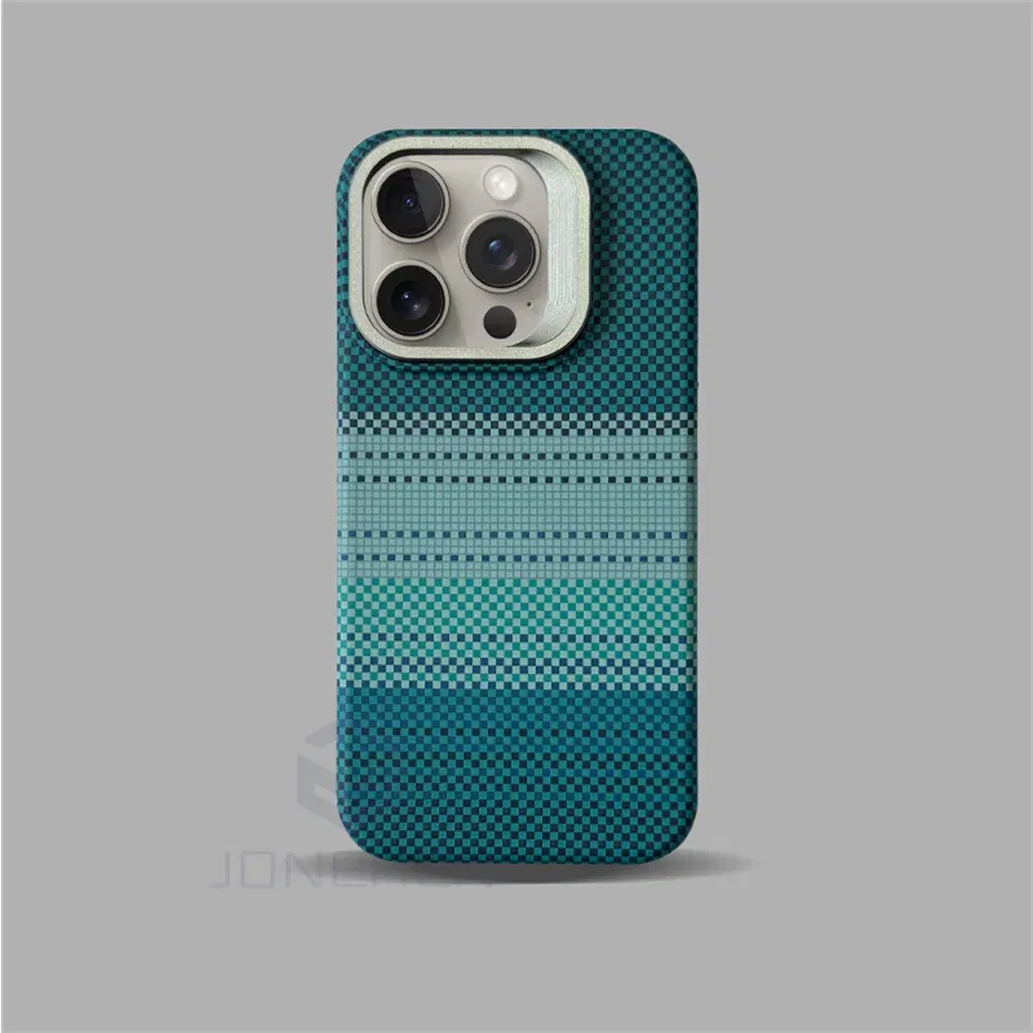 Color: SKY BLUE, Material: EVA - Luxury Magnetic Stand Metal Lens Relief Carbon Fibre Pattern For Magsafe Case For iPhone 15 14 13 Pro Max Shockproof Back Cover