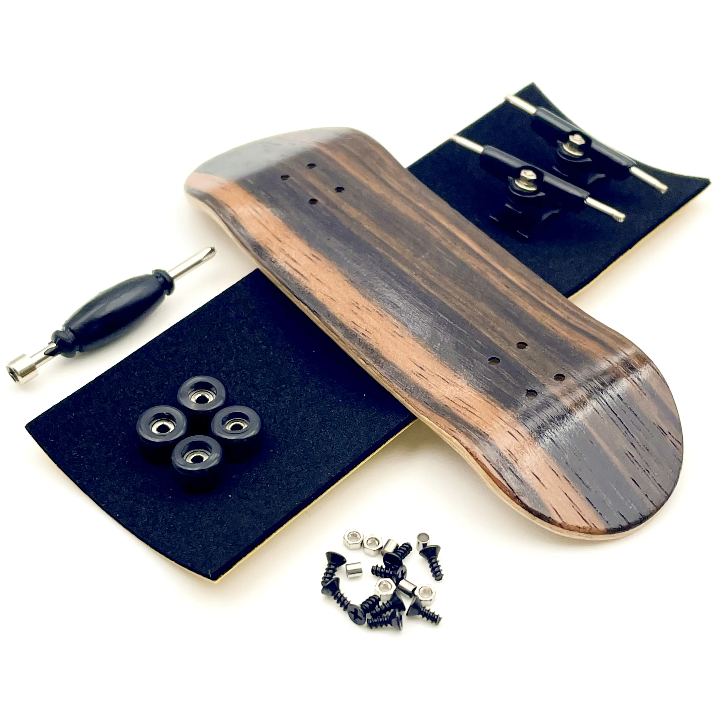 Color: Gold - 32mm Fingerboard Set with Maple Wooden Deck Metal Trucks Bearing Wheels