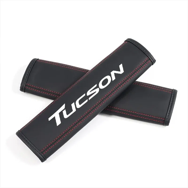 Color Name: GRAY - Car Seat Belt Nappa Leather Safety Belt Shoulder Covers For Hyundai N Performance i30 i20 Elantra Tucson Kona Sonata Kona 2023
