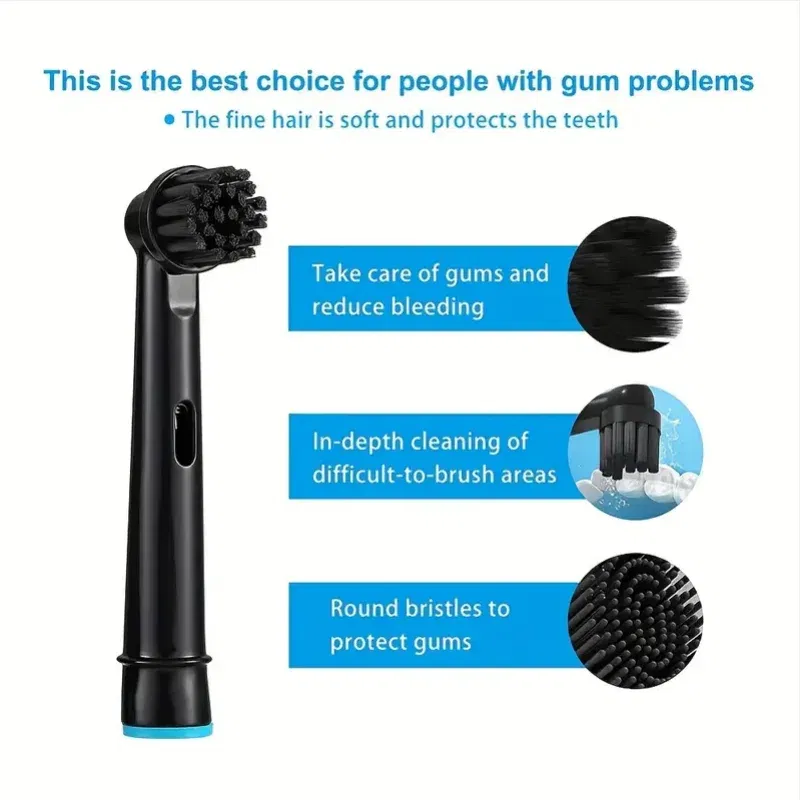 Color: Orange - Bamboo Charcoal Bristles Replacement Brush Heads For Oral B Electric Toothbrush Efficient Tooth Cleaning SB-17A Black Brush Head