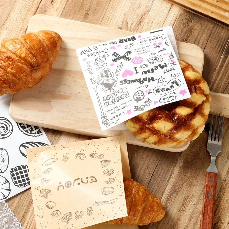 Color: Deep Sapphire, Gift Box Size: Other - 50Pcs 15*14cm Kraft Paper Sandwich Paper Wrap Bags Food Packing Paper Triangle Shape Oil-Proof Doughnut Packing Bag Baking Tools