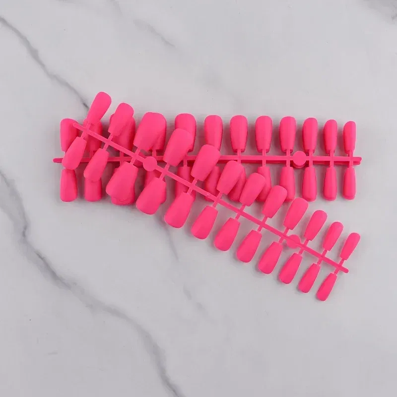 Color: Blue - 24Pcs Blue Frosted Matte Square False Nail Ballet Press on Nails Tips for Nails Art Artificial Fingernails Fake Nail