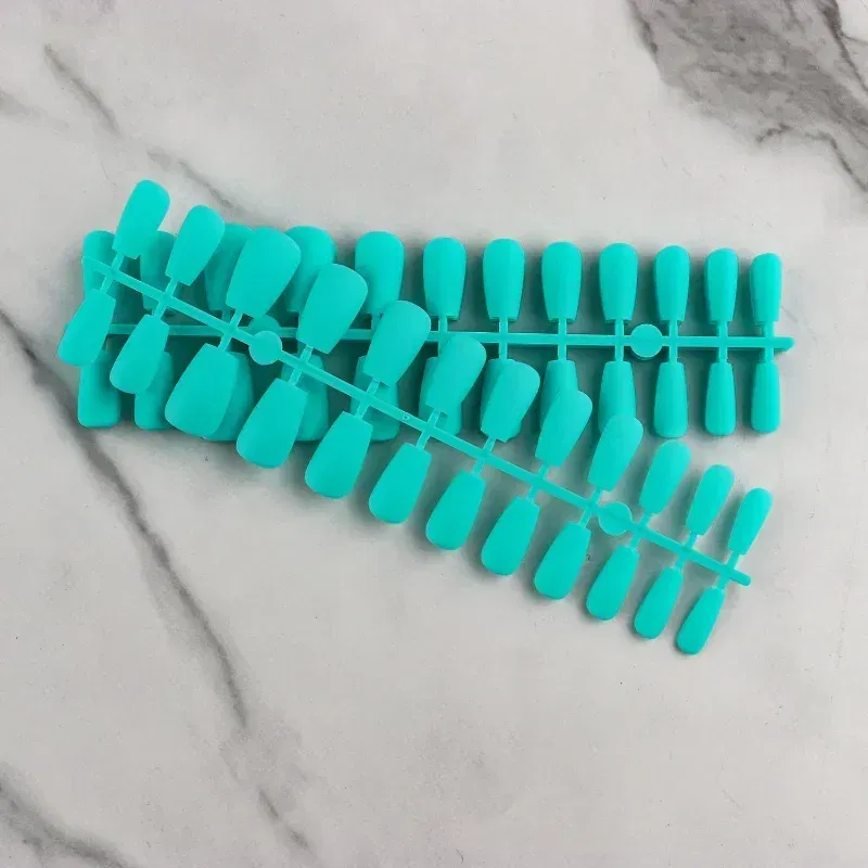 Color: Blue - 24Pcs Blue Frosted Matte Square False Nail Ballet Press on Nails Tips for Nails Art Artificial Fingernails Fake Nail