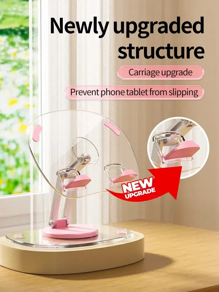 Color: Black - 360?° Rotating Mobile Phone Stand Multi-Functional Flat Support Stand Retractable Mobile Phone Stand Desktop