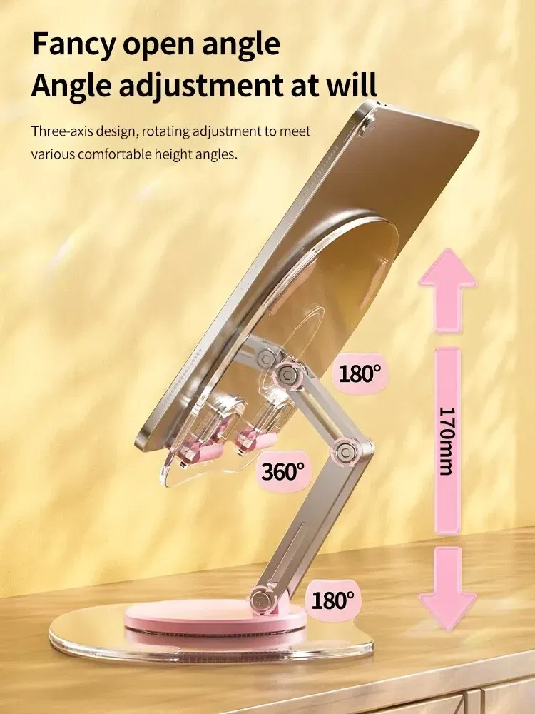 Color: Black - 360?° Rotating Mobile Phone Stand Multi-Functional Flat Support Stand Retractable Mobile Phone Stand Desktop