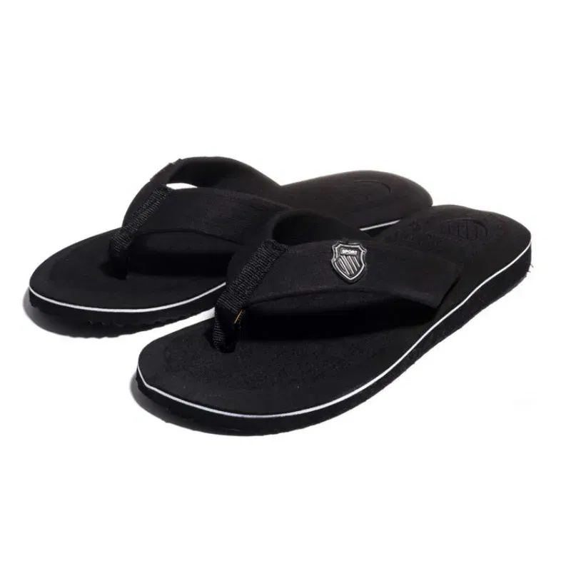 Color: black, Shoe Size: 44 - 2024 New Shoes Men Summer Men Flip Flops High Quality Beach Sandals Anti-slip Zapatos Hombre Casual Shoes Man Slippers