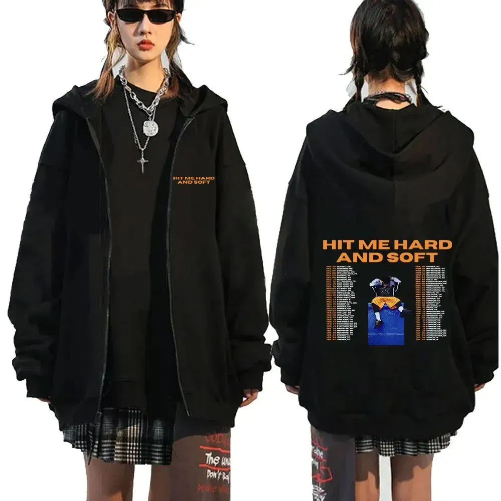 Color: army green, Size: XXL - Hit Me Hard and Soft 2025 Tour Zipper Hoodies Fans Gift Men Women Clothing Pullovers Fashion Hip Hop Zip Up Sweatshirts Jackets