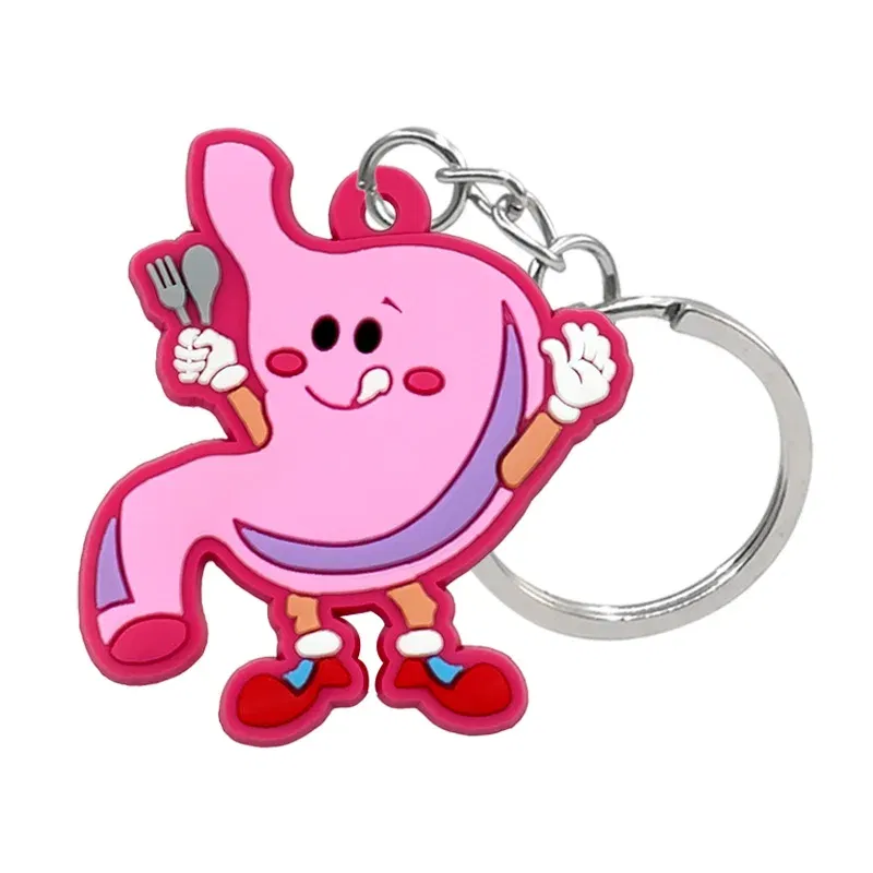 Color: PURPLE - 1PCS PVC Rubber Hot Keychain for nurses New Design Medicine Style Heart & Brain Car Key Pendant Cute Bag Ornament Gift