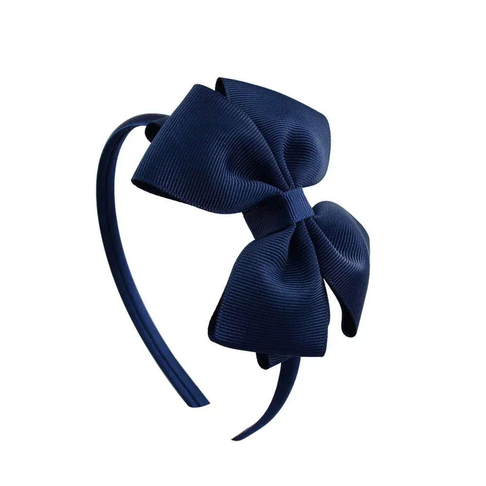 Color: WHITE - 1 Piece Ribbon Handmade Hair Bows Hairbands for Baby Girls 20 Colors Cute Bowknot Solid Headband Headwear Baby Hair Accessories