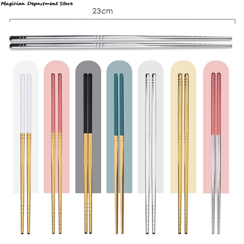Color: Blue, Ships From: CHINA - Gold Glossy Stainless Steel Chopsticks Korean Style Metal Chopstick Dessert Dinner Home Tableware Kitchen Tool Portable Reusable