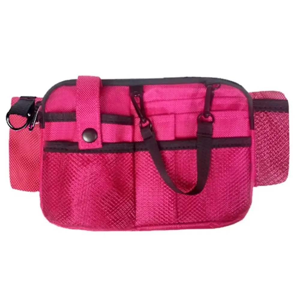 Color: Beige - Adjustable Nurse Fanny Pack Portable Large Capacity Polyester Nurse Pouch Waist Bag Multi Compartment Pocket Belt Organizer