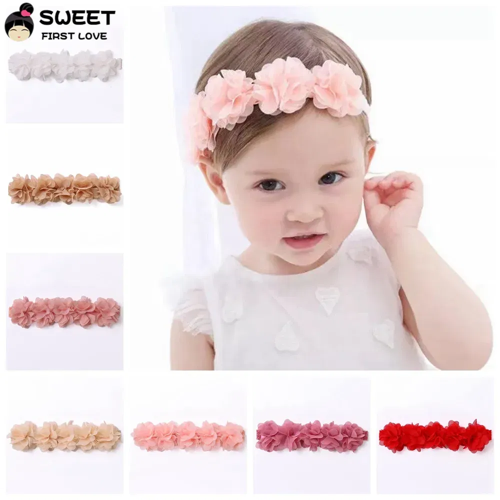 Color: Pink - Pink Baby Flower Headband Pink Chiffon Hair Bands Handmade DIY Headwear Hair Accessories for Kids Children Newborn Toddler