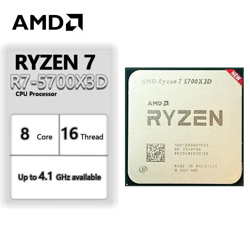 Top AMD R7 5700X3D New Ryzen 7 5700X3D 4.1 GHz 8-Core 16-Thread CPU 7NM L3=96M 100-000001503 Socket AM4 but without fan